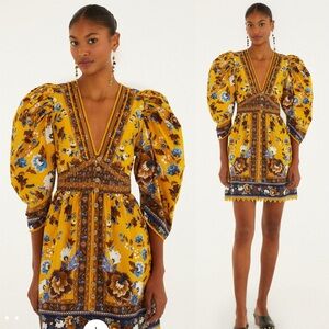 Yellow flowering garden tree mini dress